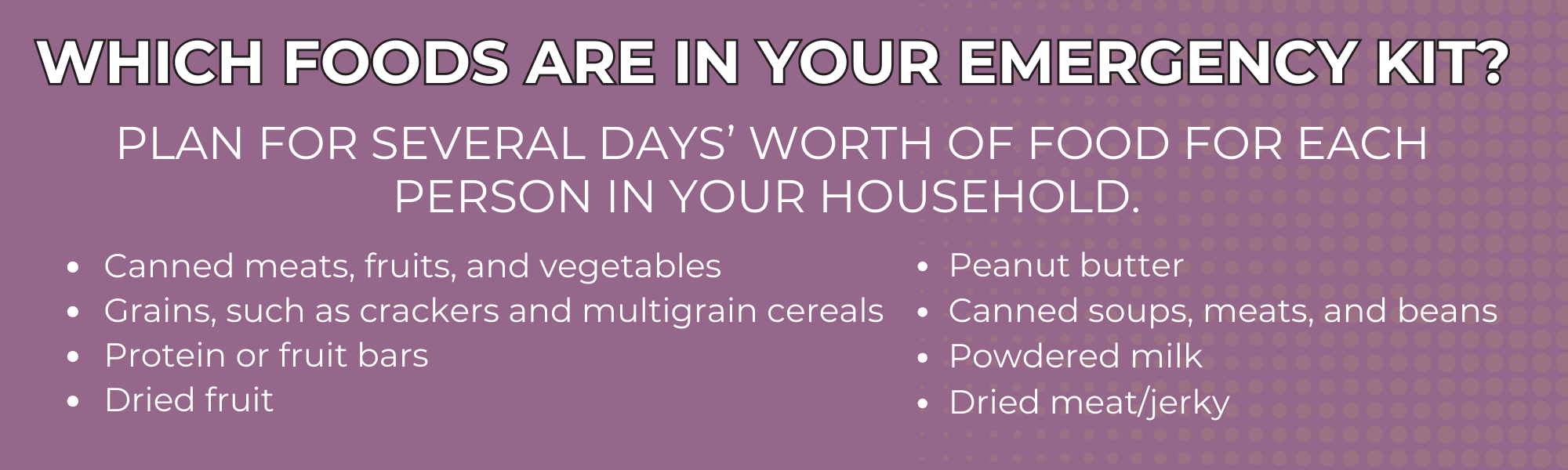 Foods in an emergency